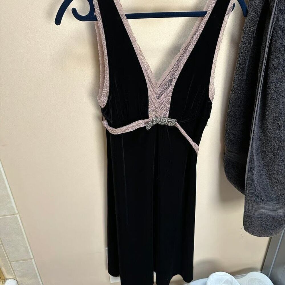 Free People Black Velour Velvet Sleeveless Mini size M Dress New W/Defect
